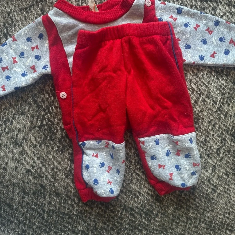 Hush Puppies Y2K Baby Boy 2-Piece Outfit Set Bear Sweater 3–6m + Pants 6–9m